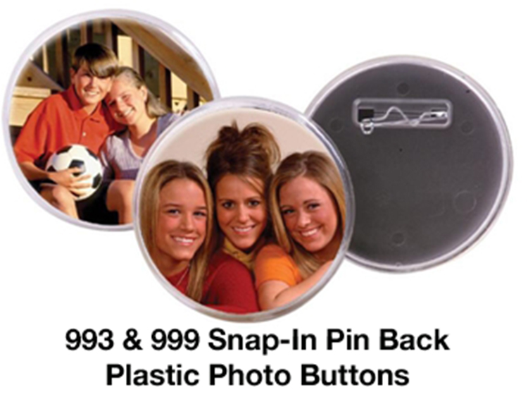 Plastic Photo Buttons with Pin Backs